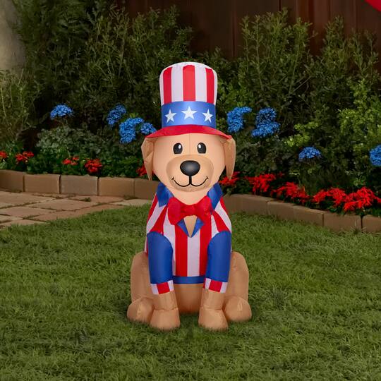 3.5ft. Airblown® Inflatable Yellow Lab Patriotic Independence Day Light Décor